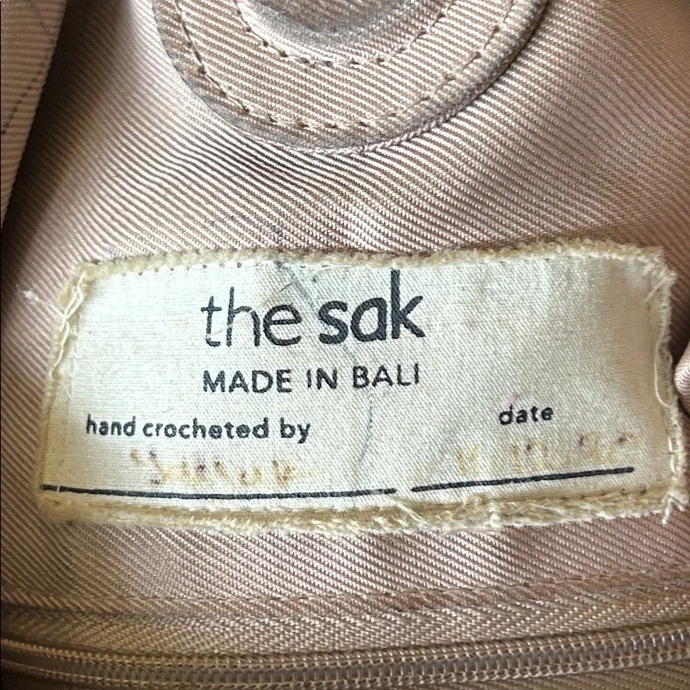 THE SAK BLACK & TAN HOBO HAND CROCHETED BAG MADE IN BALI